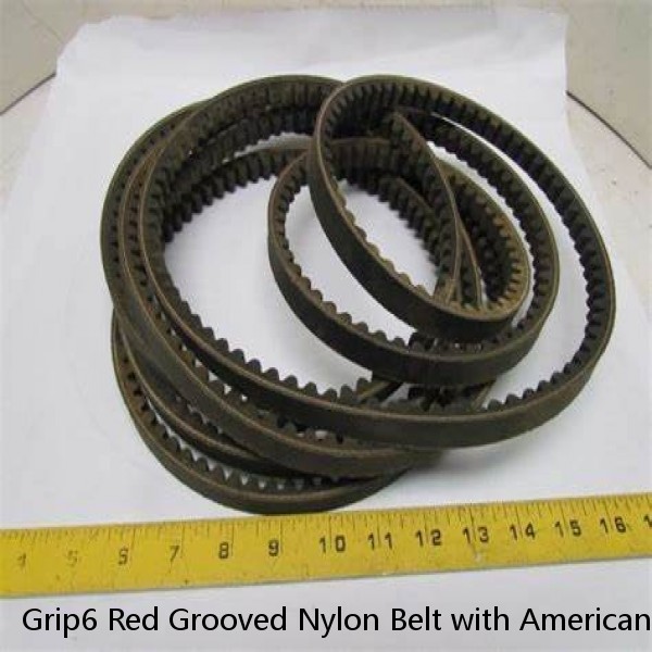 Grip6 Red Grooved Nylon Belt with American Flag Buckle 42" Waist Interchangeable #1 image